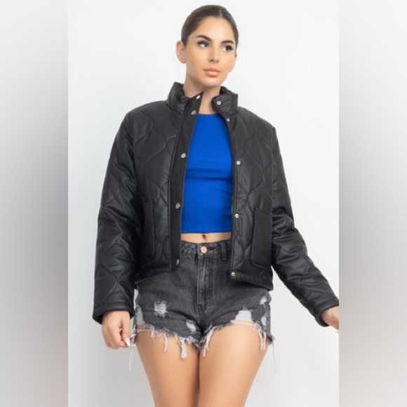 HAUTE MONDE | Mock Neck Quilted Jacket Black - Picture 2 of 16